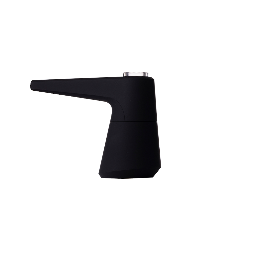 SOFTGLASS Unbreakable Pier Bubbler in Black, Side View, with Cartridge Adapter