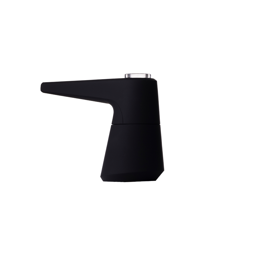 SOFTGLASS Unbreakable Pier Bubbler, Black, Side View with Cartridge Adapter, Easy to Clean