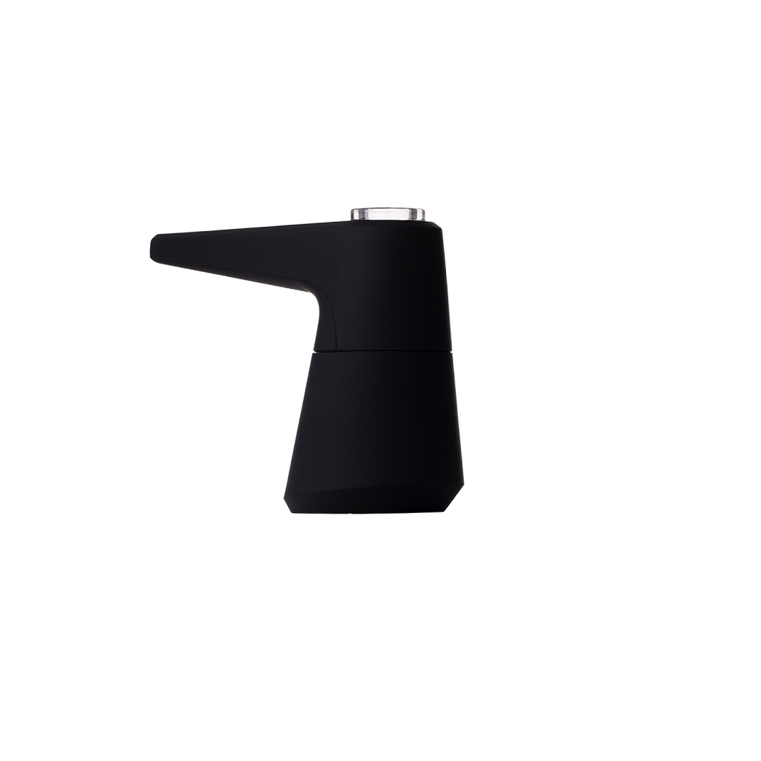 SOFTGLASS Unbreakable Pier Bubbler, Black, with Cartridge Adapter - Side View on White Background