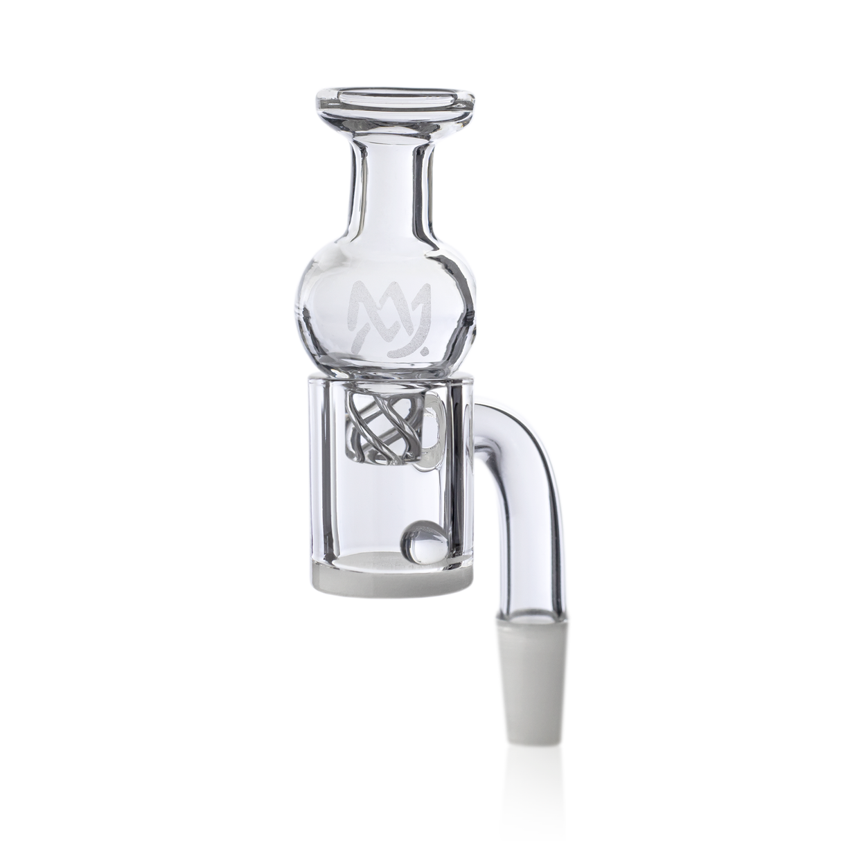 MJ Arsenal White Bottom Large Quartz Bucket for Dab Rigs, Front View on Seamless White