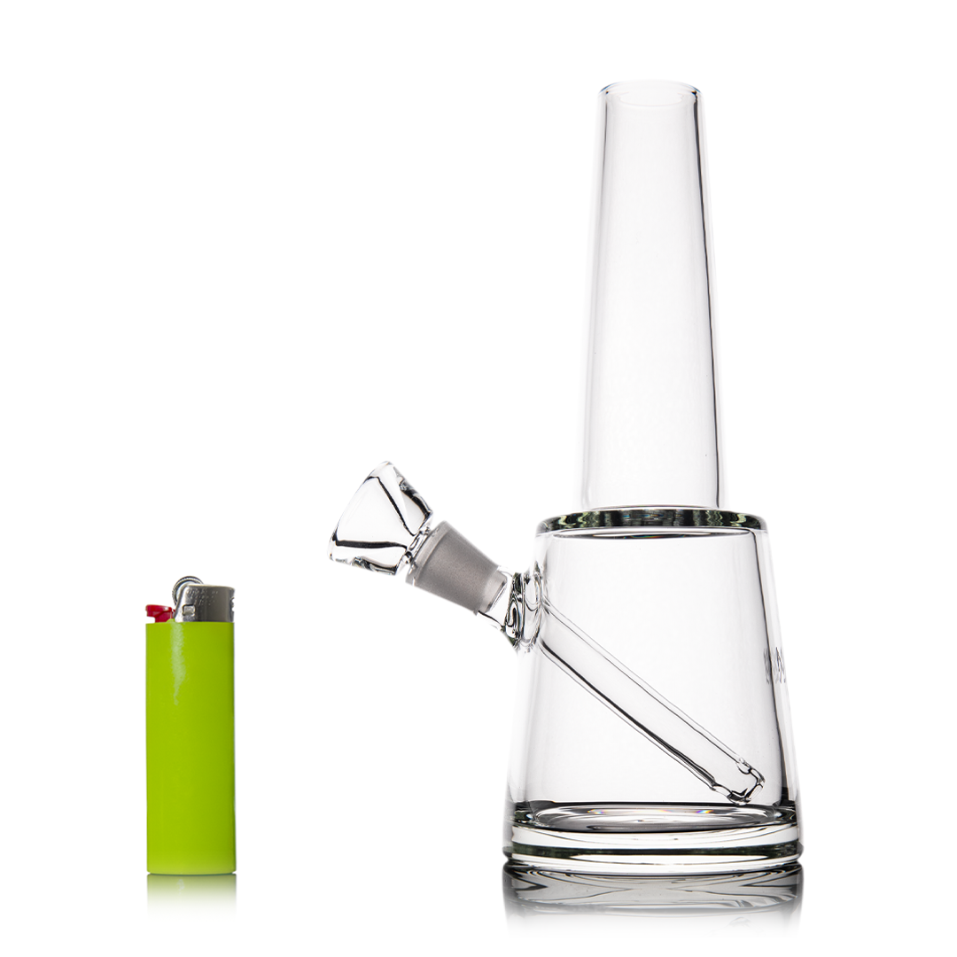 MJ Arsenal Summit Premium Glass Bong with 14mm Joint and Green Lighter - Front View