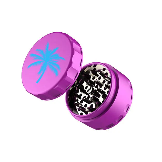 Sunakin SunGrinder - Vibrant Purple with Palm Design - Open View Showing Sharp Teeth