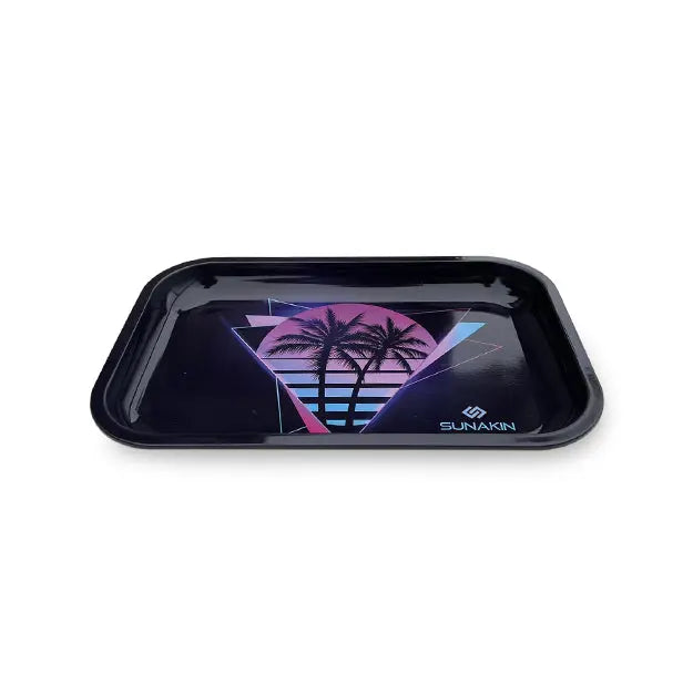 Sunakin SunTray with Retro Palm Design - Top View, Perfect for Rolling and Storage