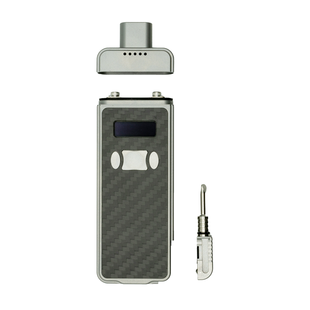 Evolv Cricket Pocket Dab Rig Vaporizer with digital display and carbon fiber design