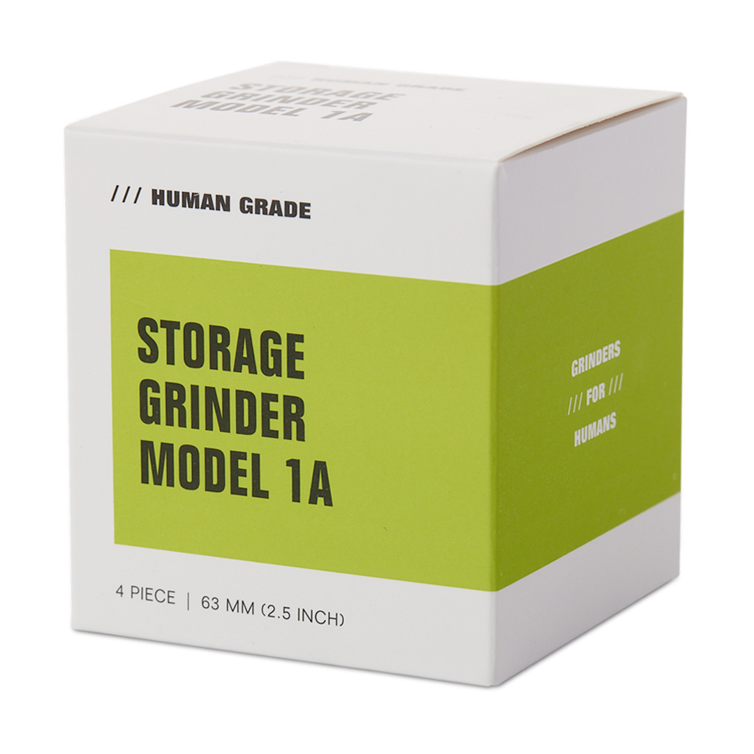 Human Grade Storage Grinder 1A packaging, 2.5 inch, front view on white background