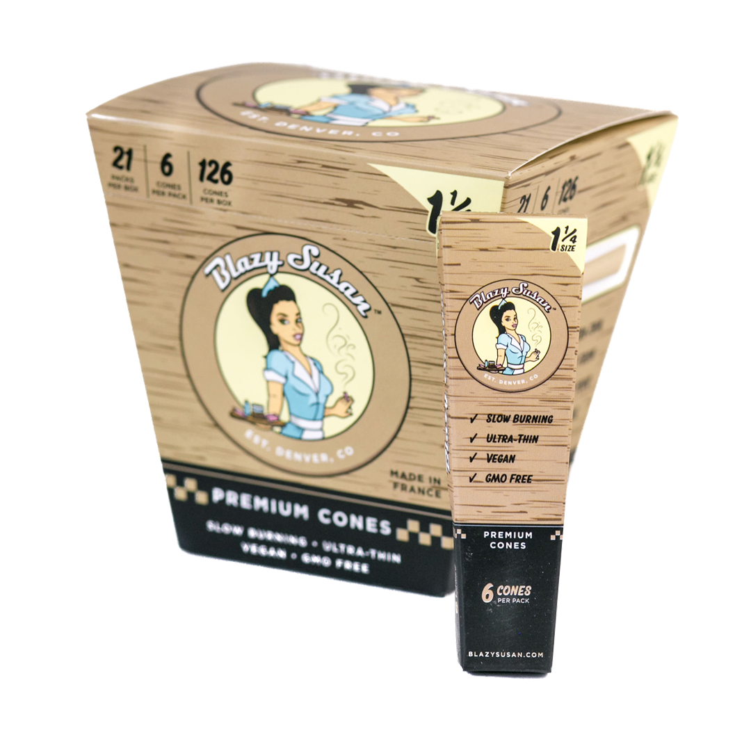 Blazy Susan Unbleached Paper Cones 3-Pack, 1 1/4 Size, Front View on White Background