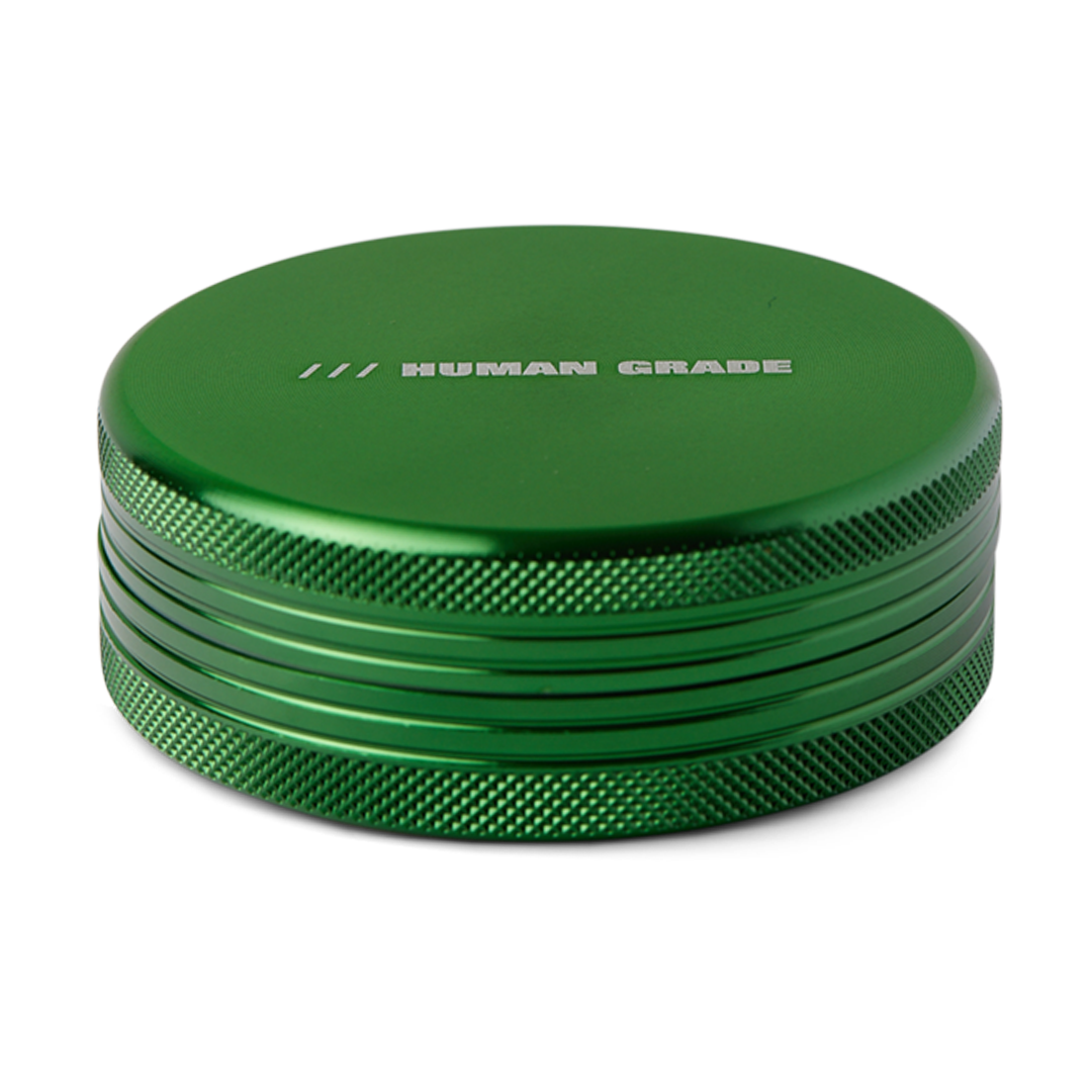 Human Grade Grinder 1C in Green, 2.5" 2-Piece, Front View on White Background