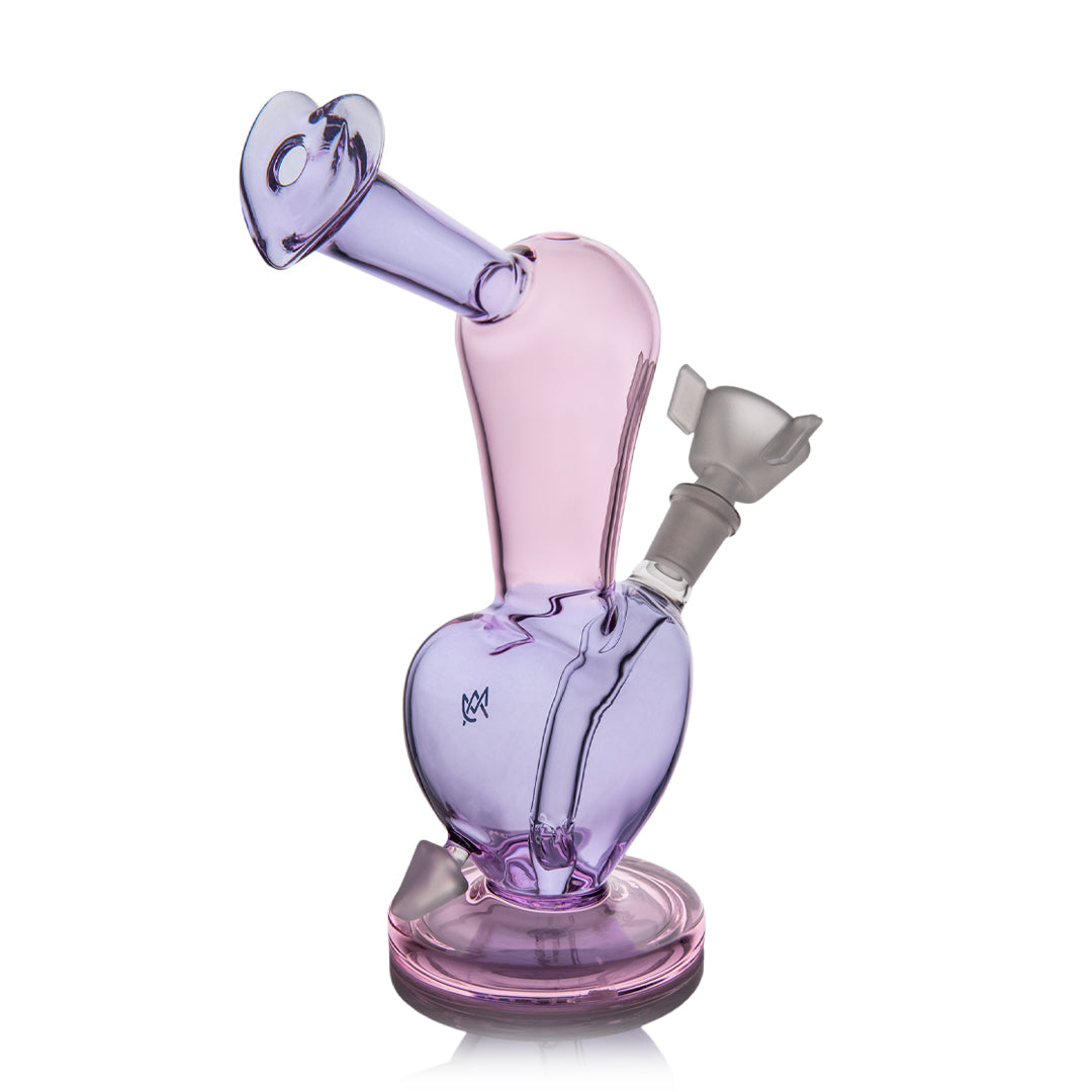 MJ Arsenal Burning Heart Mini Bong in Pink - Front View with Heart-shaped Chamber