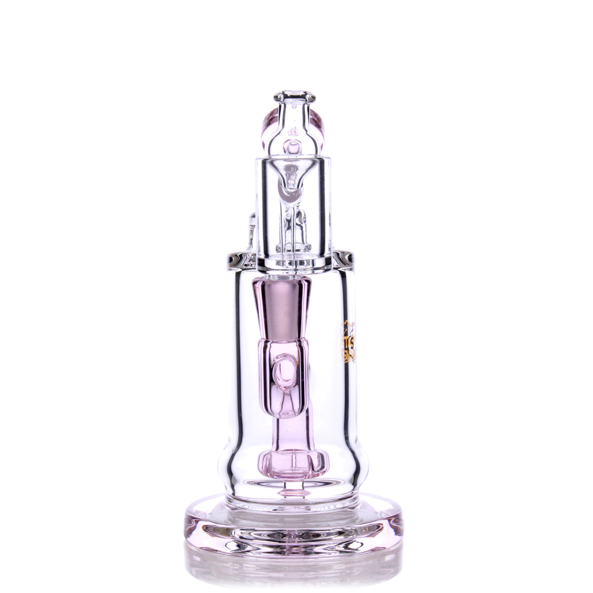 TerpDroid Mini Rig by The Stash Shack, 5.5" with Showerhead Percolator, Front View on White