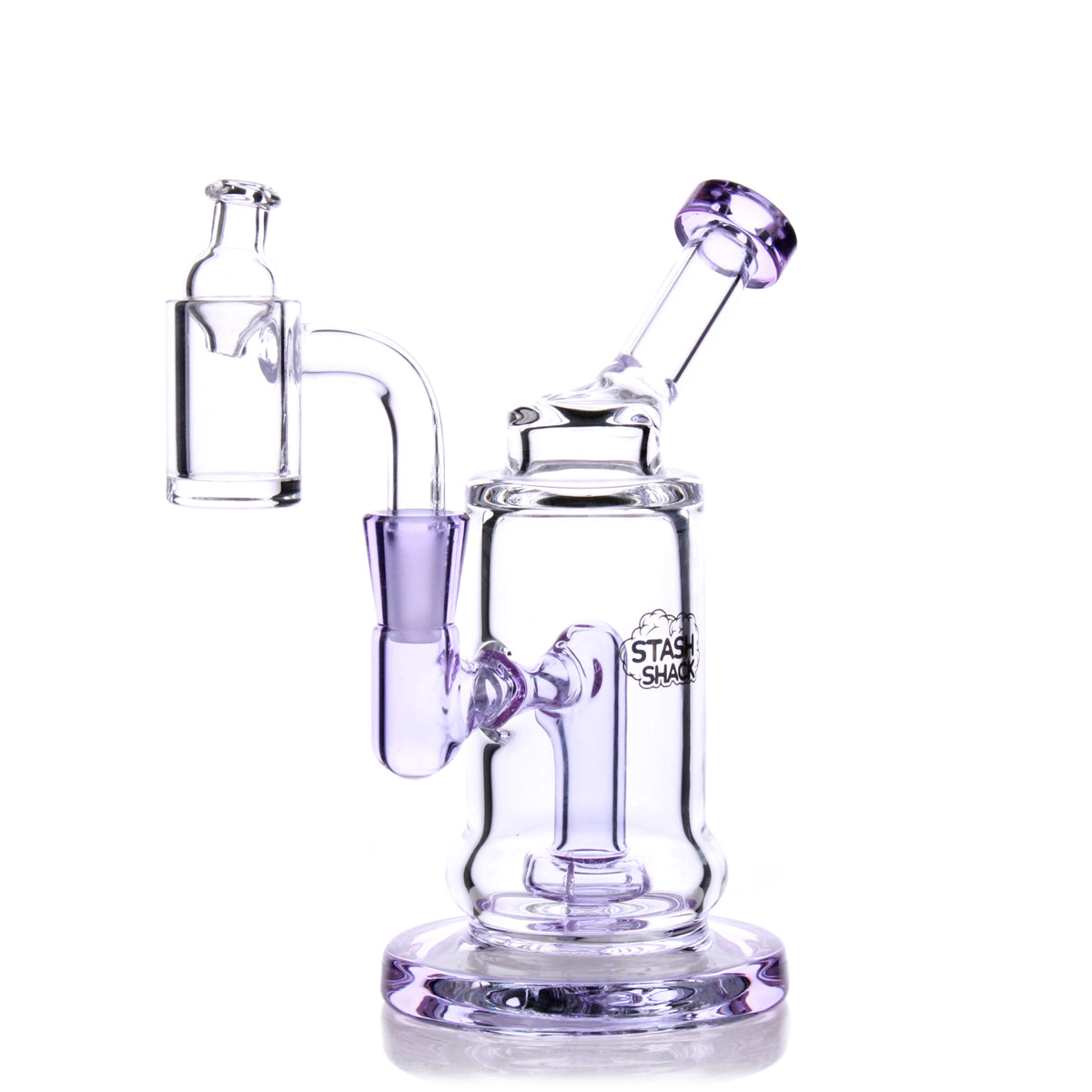 TerpDroid Mini Rig in Purple - Compact Borosilicate Glass Dab Rig with Showerhead Percolator, Front View