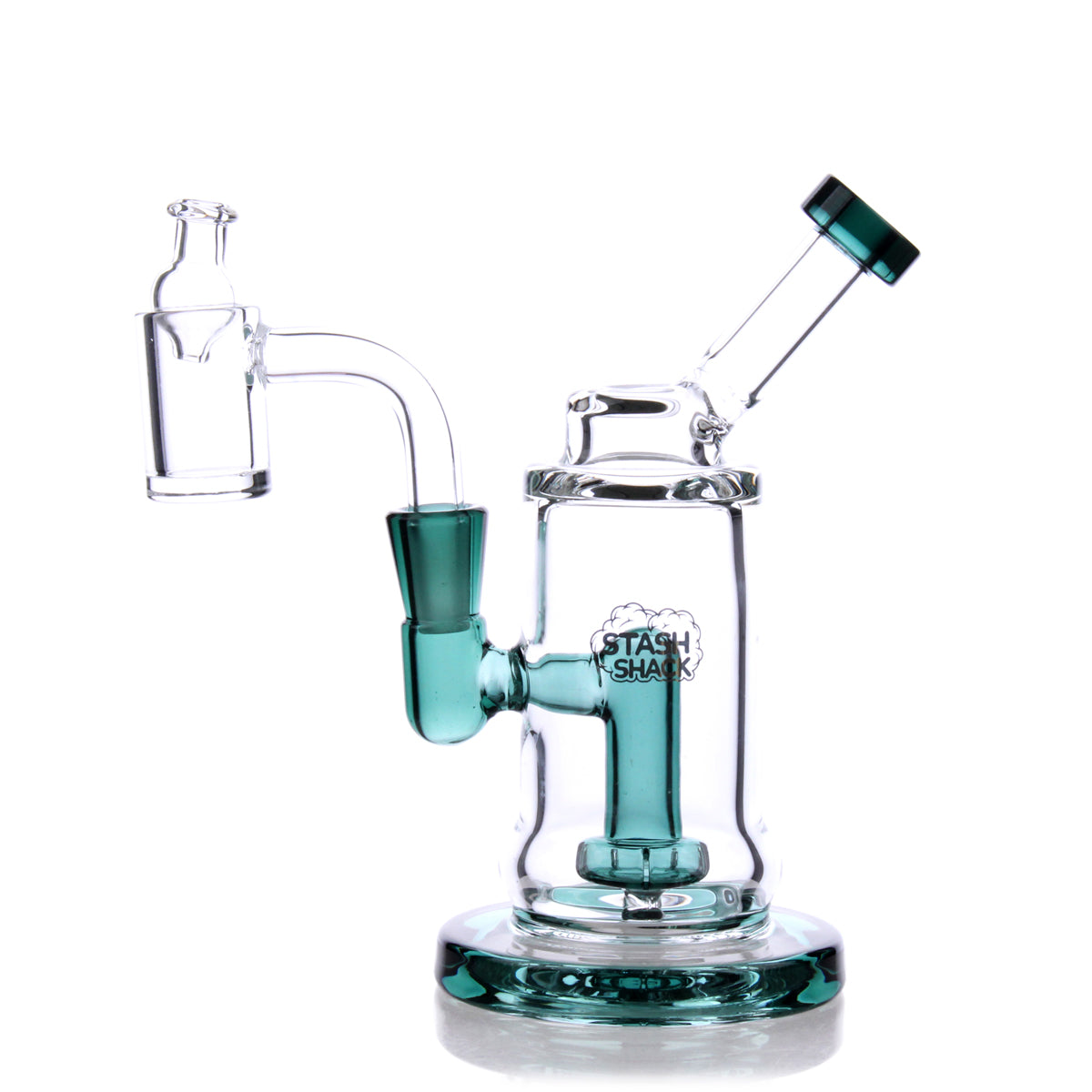 TerpDroid Mini Rig in Teal - Compact 5.5" Dab Rig with Showerhead Percolator by The Stash Shack