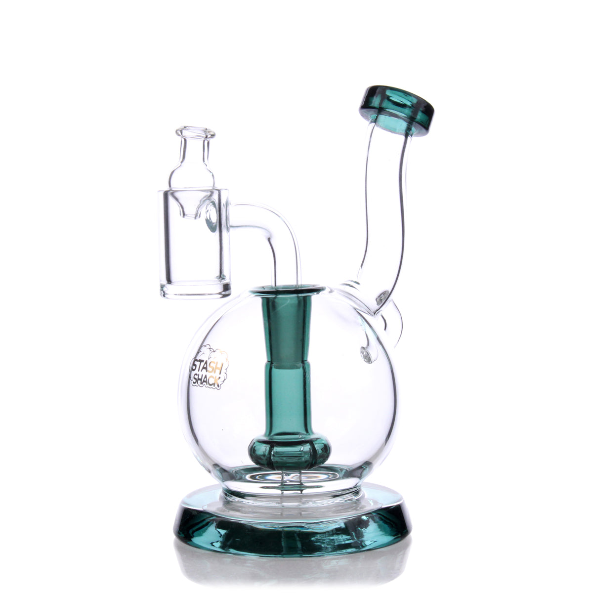 TerpGlobe Mini Rig in Green - Compact Borosilicate Glass Dab Rig with Showerhead Percolator