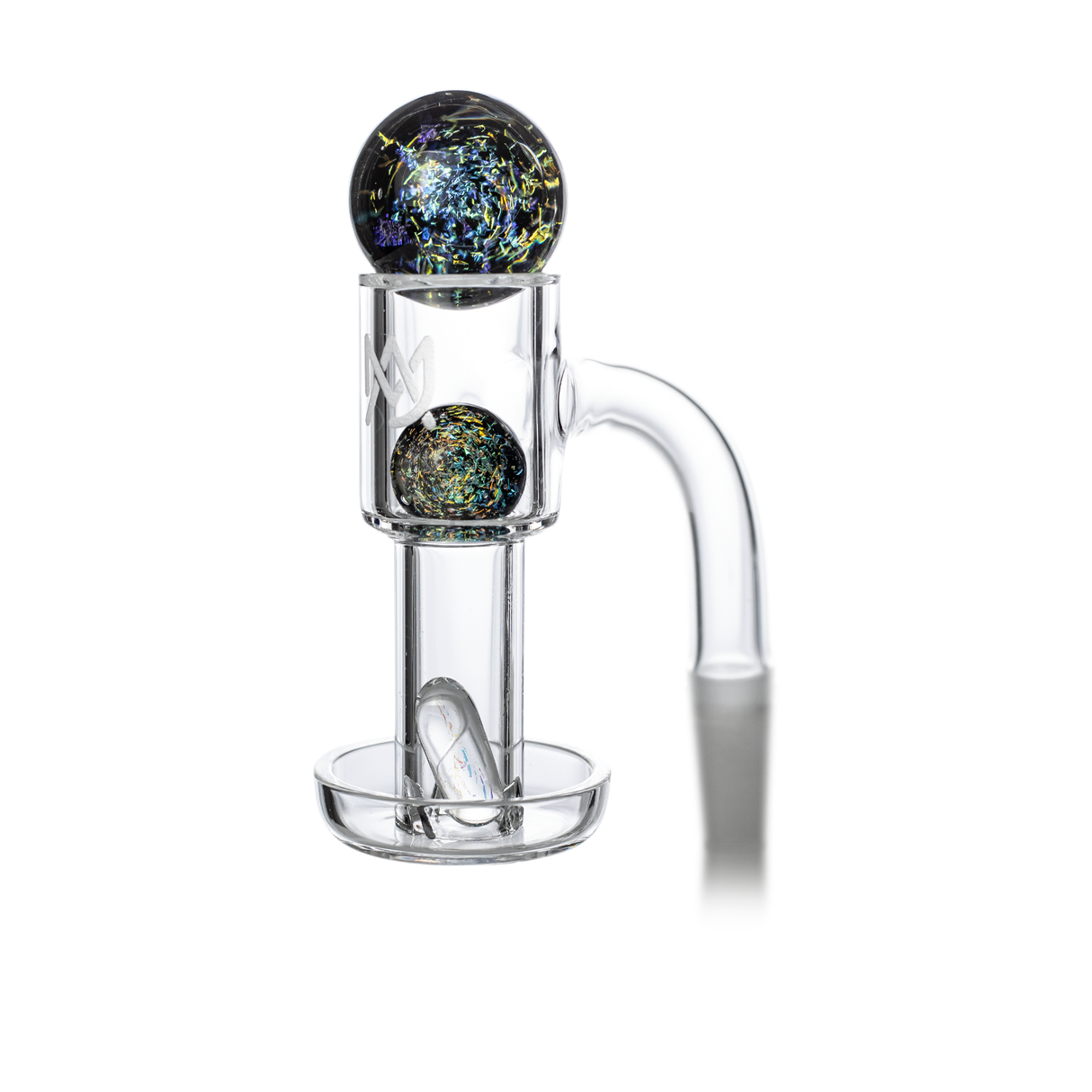 MJ Arsenal Full Weld Quartz Terp Slurper with intricate glasswork, front view on white background