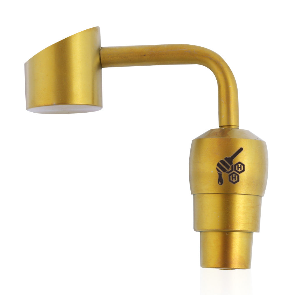 Honeybee Herb Titanium 2-in-1 Banger Nail for Dab Rigs, Gold Variant, Side View