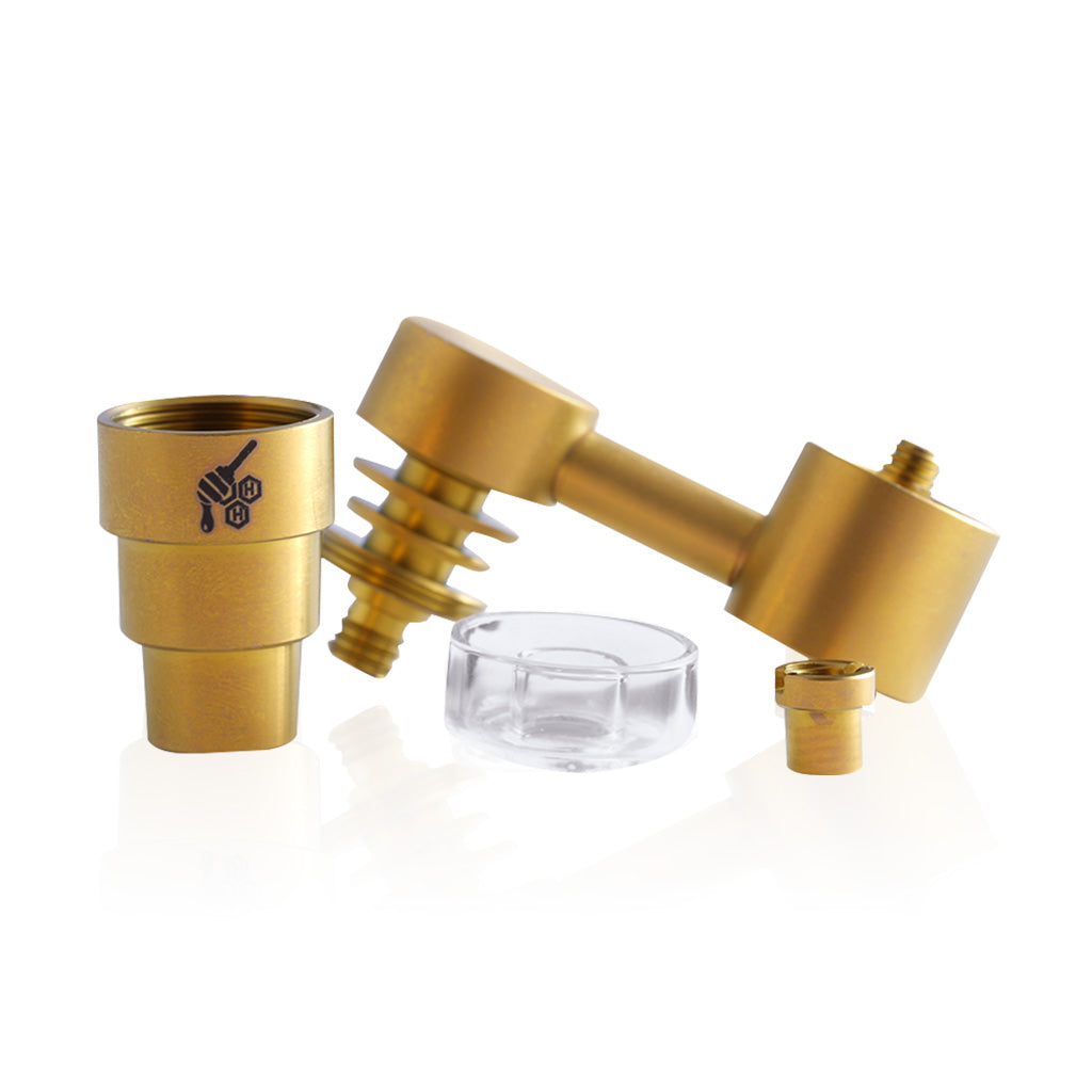 Honeybee Herb Titanium 4 in 1 Sidecar Hybrid Banger for Dab Rigs, Gold Variant