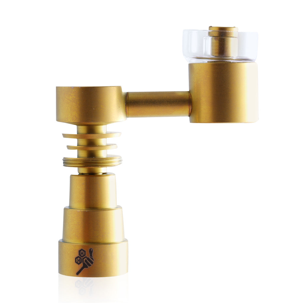 Honeybee Herb Titanium 4 in 1 Sidecar Hybrid Banger Nail for Dab Rigs, Gold Variant