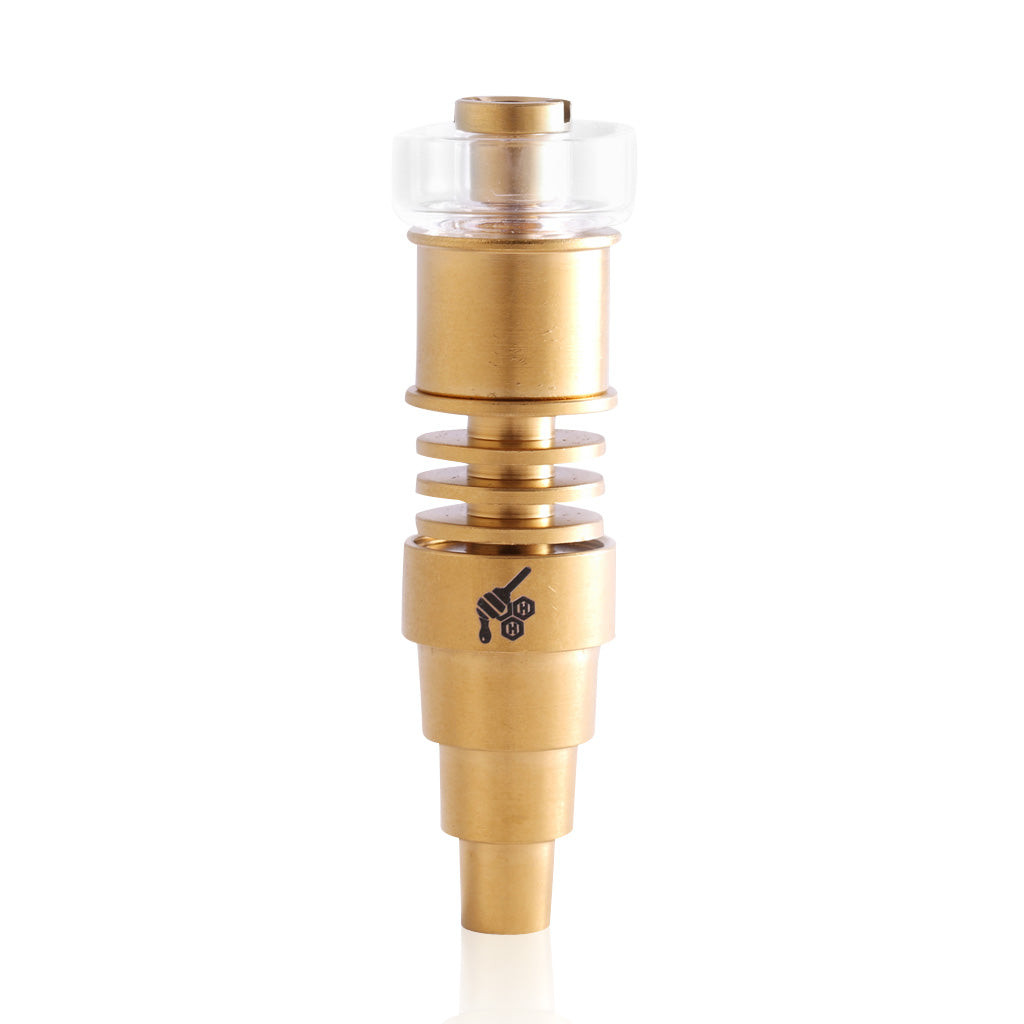 Honeybee Herb Titanium 6-in-1 Hybrid Dab E-Nail, Gold Variant, Front View