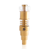 Honeybee Herb Titanium 6 in 1 Hybrid Dab E-Nail in Gold, front view, for various joint sizes