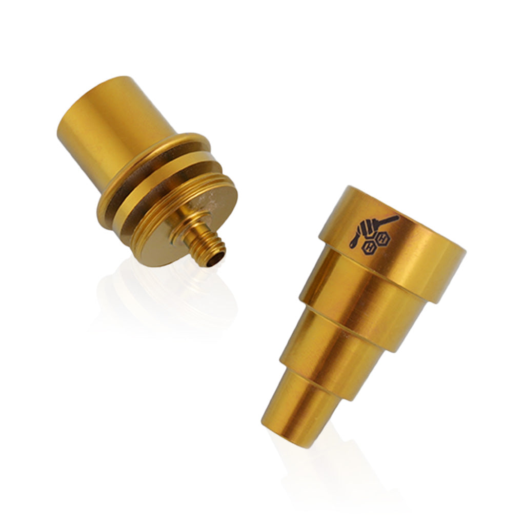 Honeybee Herb Titanium 6-in-1 E-Nail Dab Nail, Gold Variant, Isolated on White