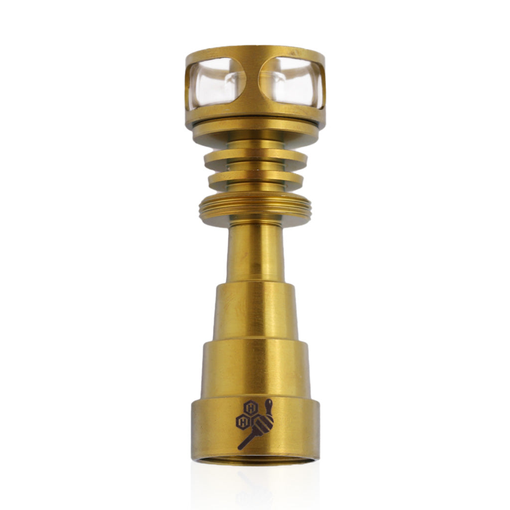 Honeybee Herb Titanium 6 in 1 Cage Hybrid Dab Nail, Gold Variant, Front View