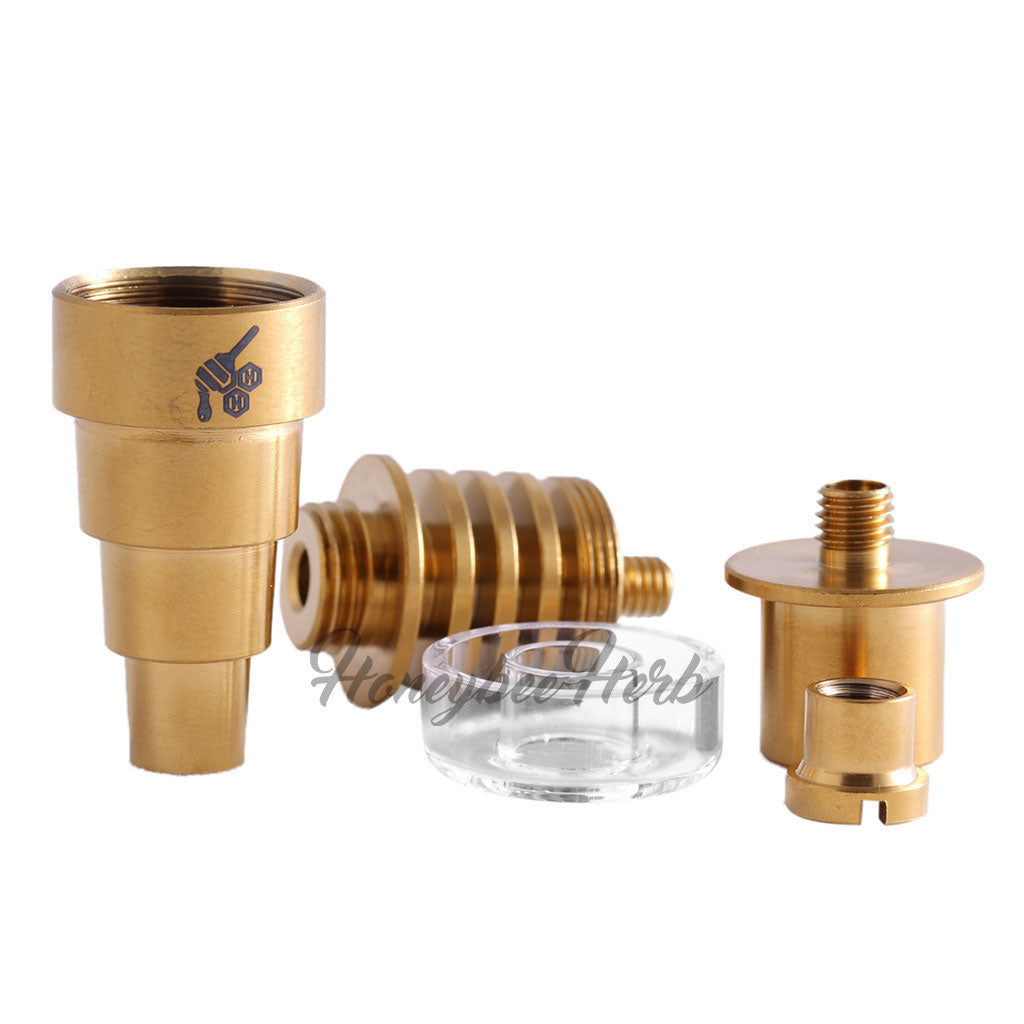 Honeybee Herb Titanium 6-in-1 Hybrid Dab E-Nail Set in Gold for Various Joint Sizes