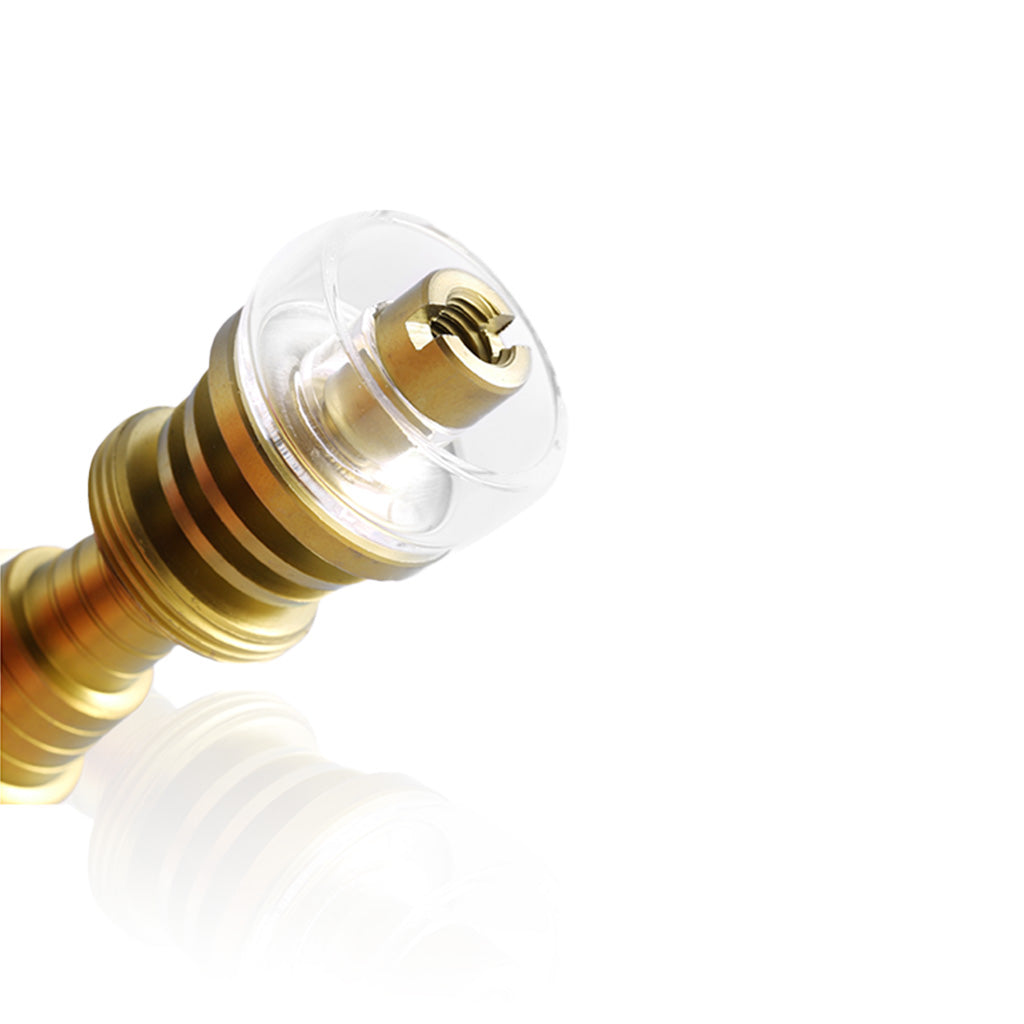 Honeybee Herb Titanium 6-in-1 Hybrid Dab Nail, Gold Variant, Close-up Side View