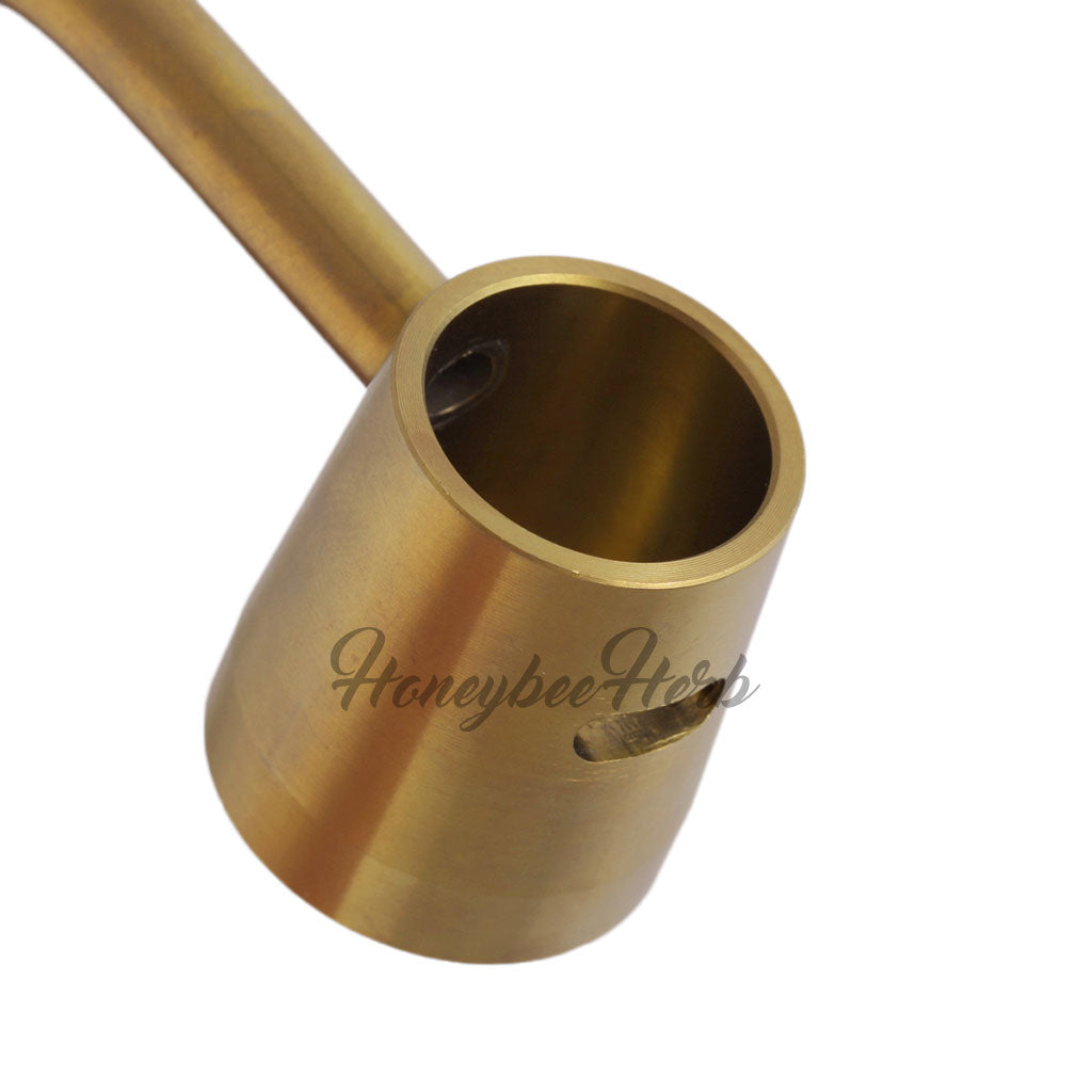 Honeybee Herb Titanium 6 in 1 Long Neck Banger Dab Nail in Gold, Close-up Side View