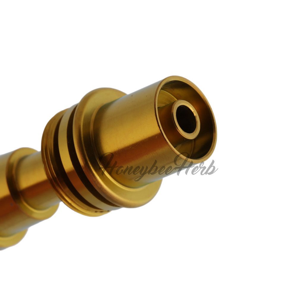 Honeybee Herb Titanium 6-in-1 E-Nail Dab Nail, Gold Variant, Close-Up Side View