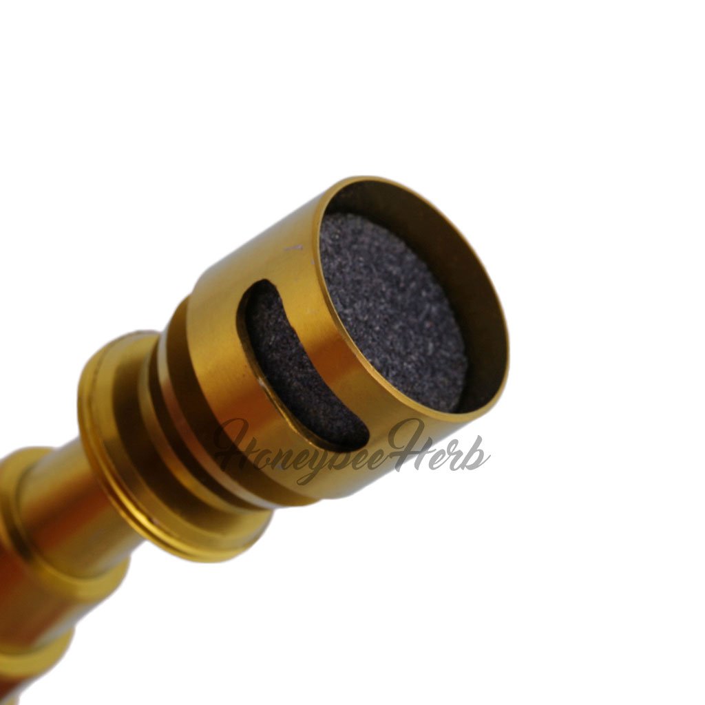 Honeybee Herb Titanium 6 in 1 Moon Rock Dab Nail in Gold, Close-up Side View for Dab Rigs