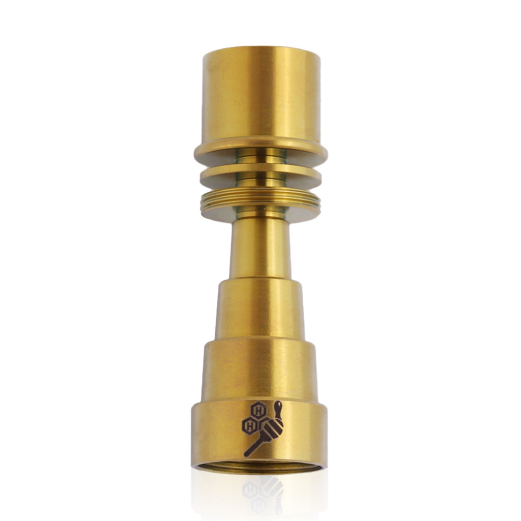Honeybee Herb Titanium E-Nail Dab Nail in Gold, Front View, Versatile 6-in-1 Design, for Dab Rigs