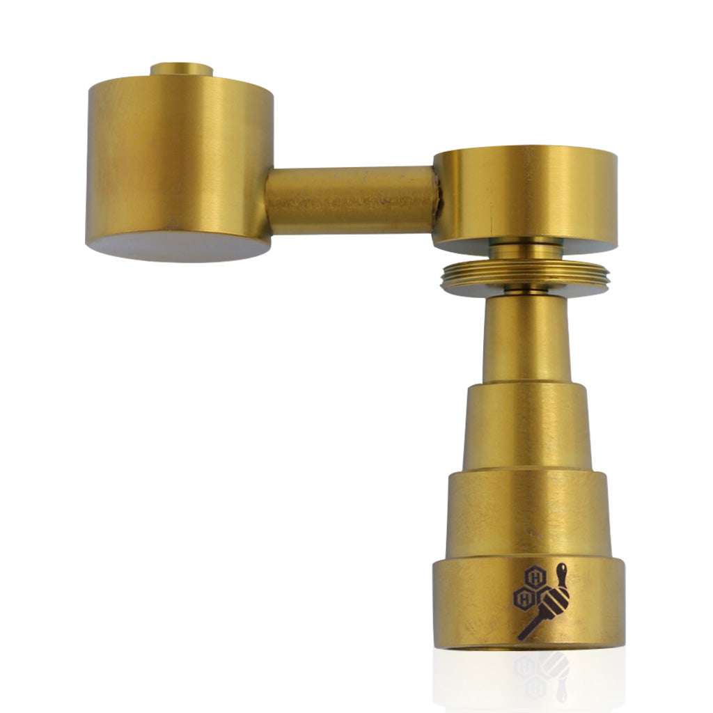 Honeybee Herb Titanium 6 in 1 Sidecar Dab Nail in Gold, Versatile Joint Sizes, For E-Rigs