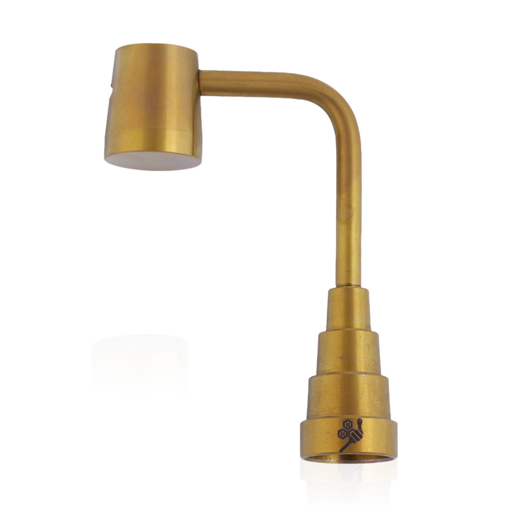 Honeybee Herb Titanium 6-in-1 Long Neck Banger Nail for Dab Rigs, Gold Variant, Side View