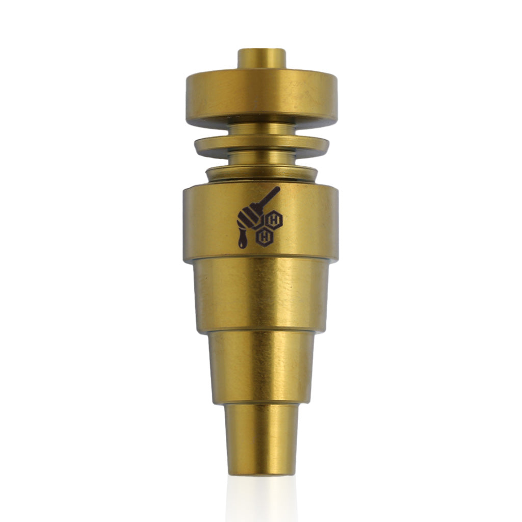Honeybee Herb Titanium 6 in 1 Original Dab Nail in Gold, Front View for Dab Rigs
