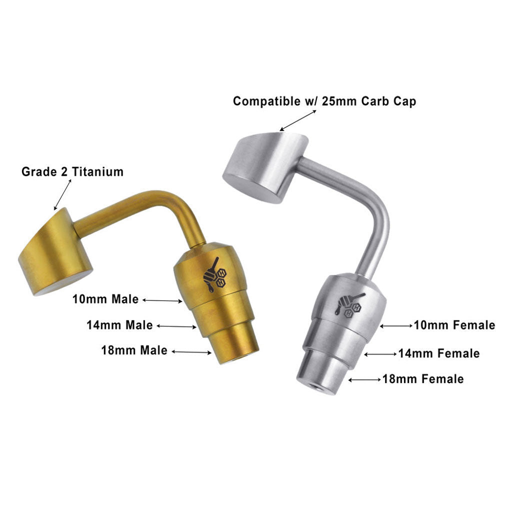 Honeybee Herb Titanium 2 in 1 Banger Dab Nail in Gold and Silver for Various Joint Sizes
