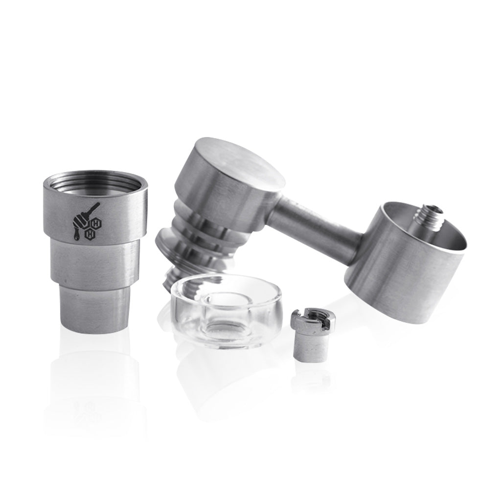 Honeybee Herb Titanium 4 in 1 Sidecar Hybrid Banger Nail for Dab Rigs, Silver Variant
