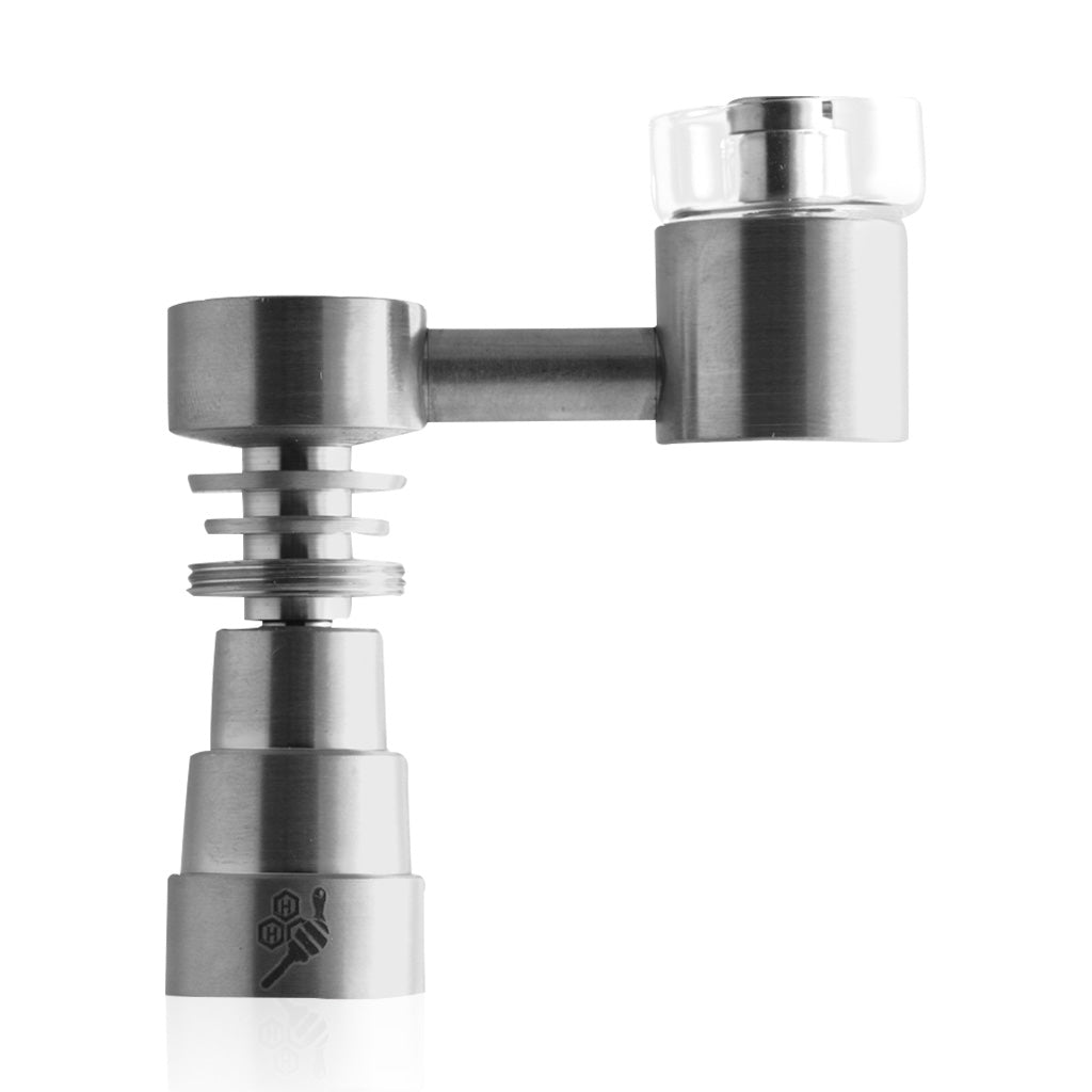 Honeybee Herb Titanium 4 in 1 Sidecar Hybrid Dab Nail for E-Rigs, front view on white background