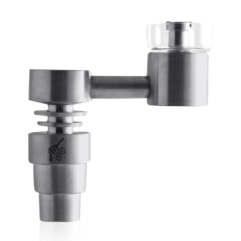 Honeybee Herb Titanium 4 in 1 Sidecar Hybrid Banger Dab Nail for E-Rigs, front view on white