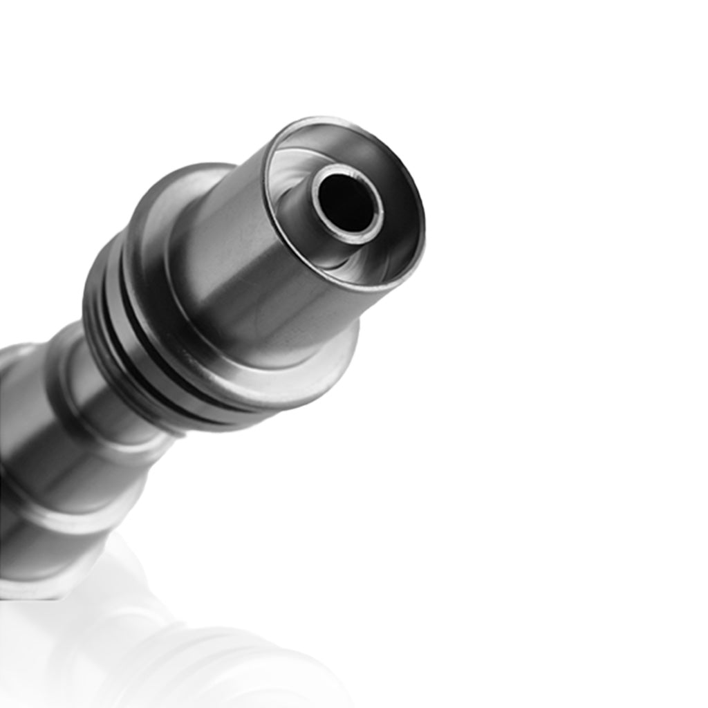 Honeybee Herb Titanium 6-in-1 E-Nail Dab Nail, versatile design, close-up side view