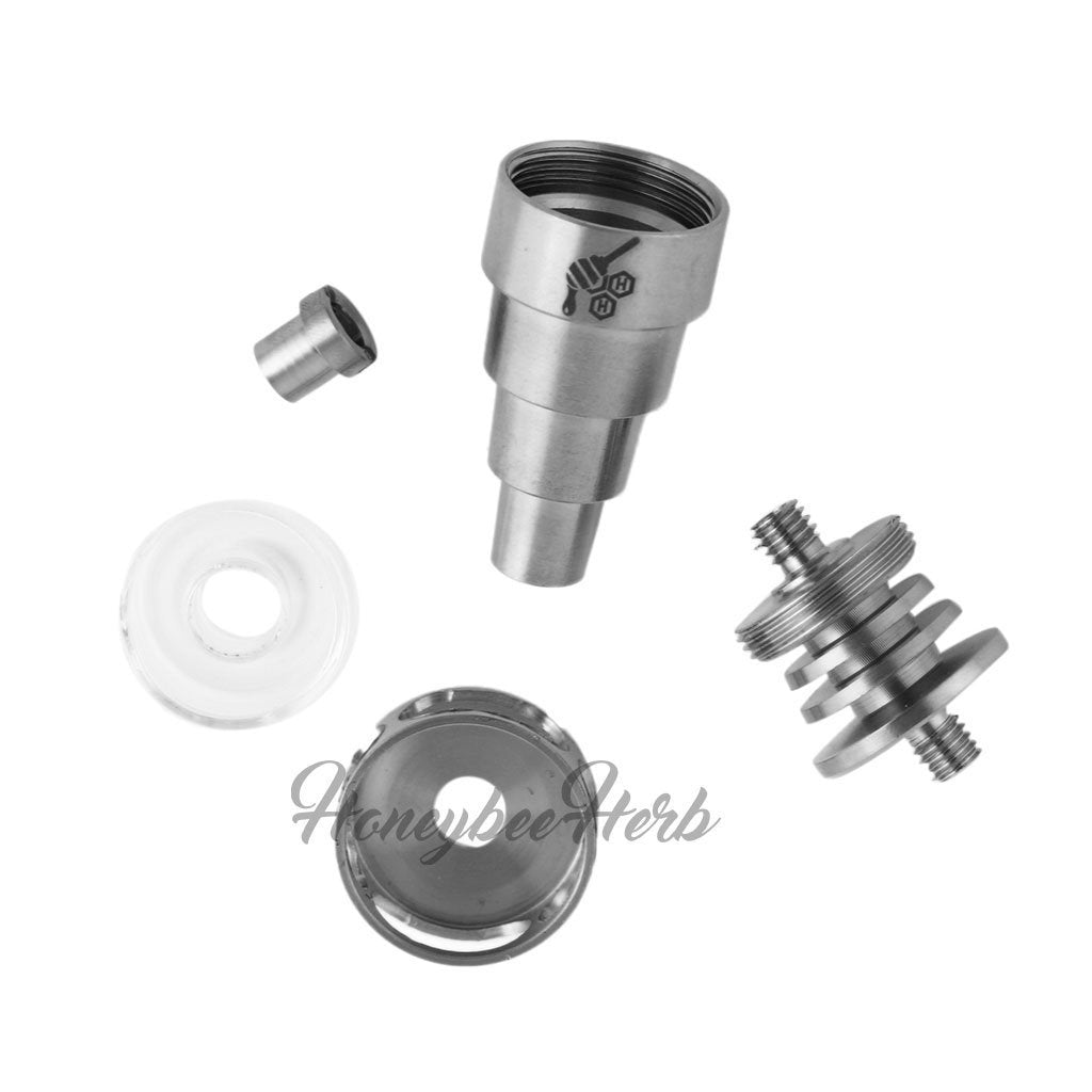 Honeybee Herb Titanium 6-in-1 Hybrid Dab Nail, versatile for multiple joint sizes, top view