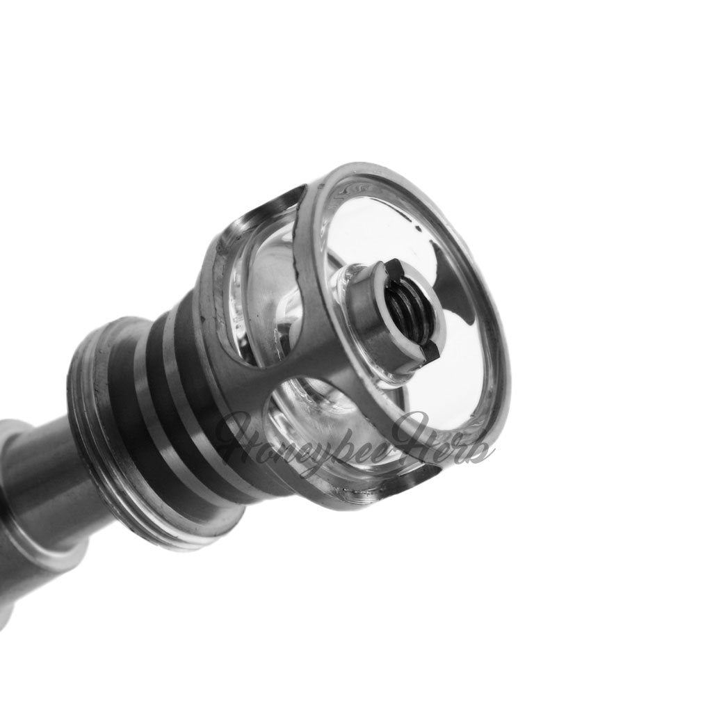 Close-up side view of Honeybee Herb Titanium 6 in 1 Cage Hybrid Dab Nail for rigs