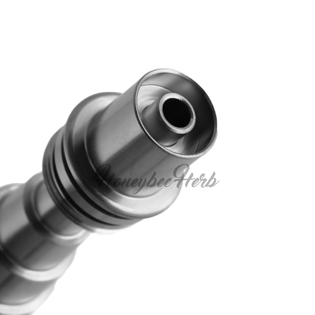 Close-up view of Honeybee Herb Titanium 6 in 1 Original E-Nail Dab Nail in Silver