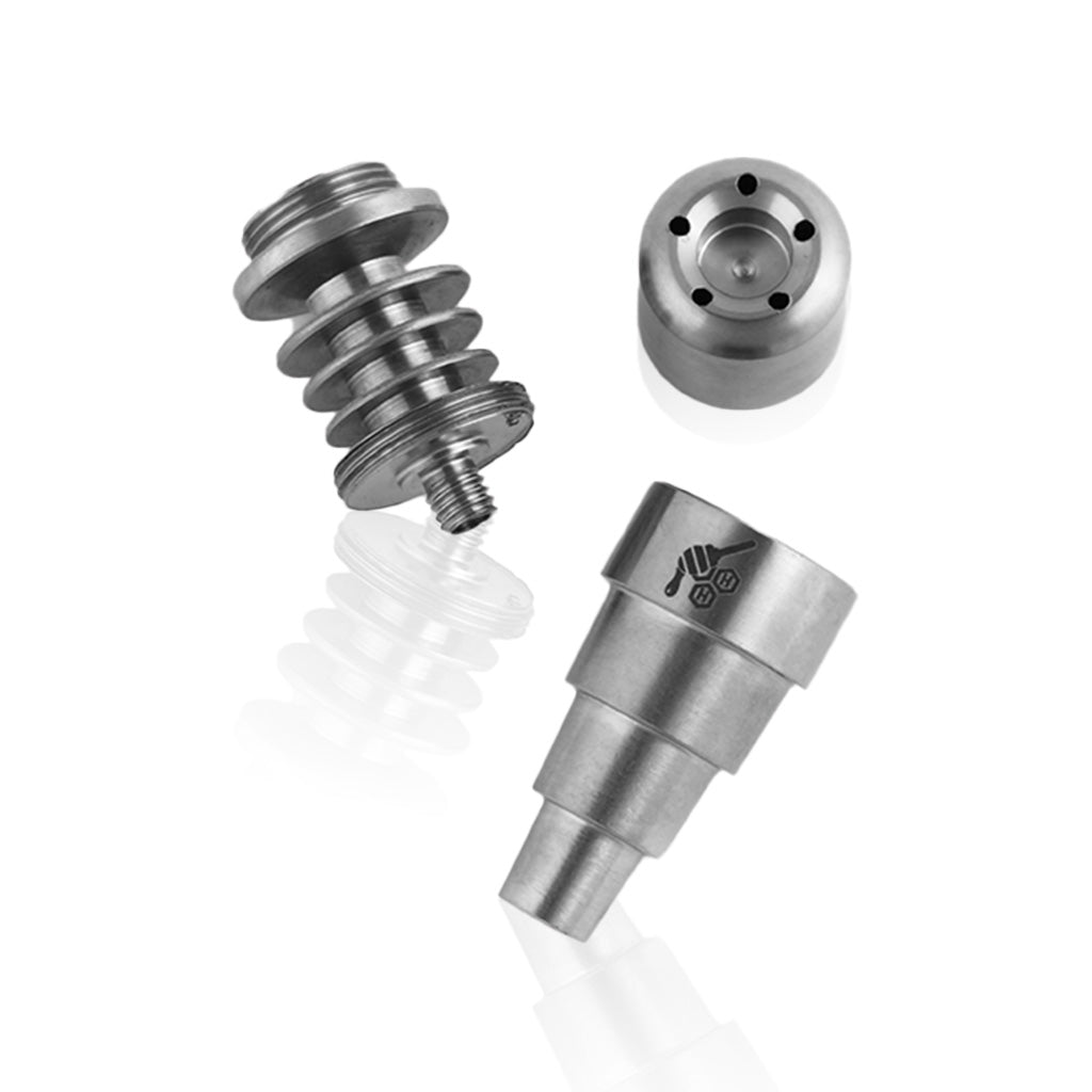 Honeybee Herb Titanium 6 in 1 Skillet E-Nail Dab Nail Set, for Various Joint Sizes