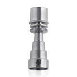 Honeybee Herb Titanium 6 in 1 E-Nail Dab Nail, Silver, Front View on White Background