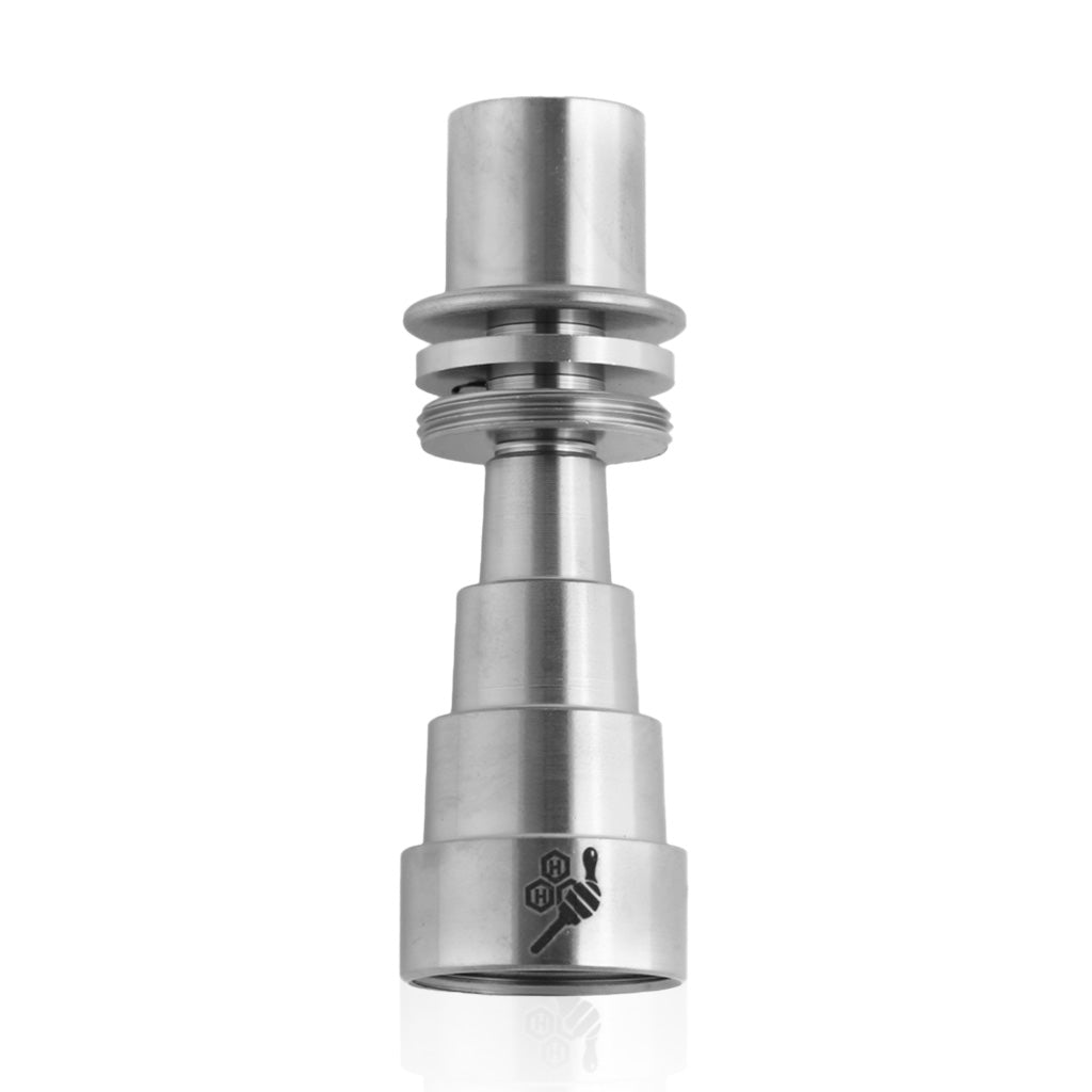 Honeybee Herb Titanium 6-in-1 E-Nail Dab Nail, versatile joint sizes, front view on white