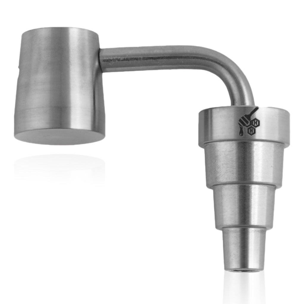Honeybee Herb Titanium 6-in-1 Long Neck Banger for Dab Rigs - Side View