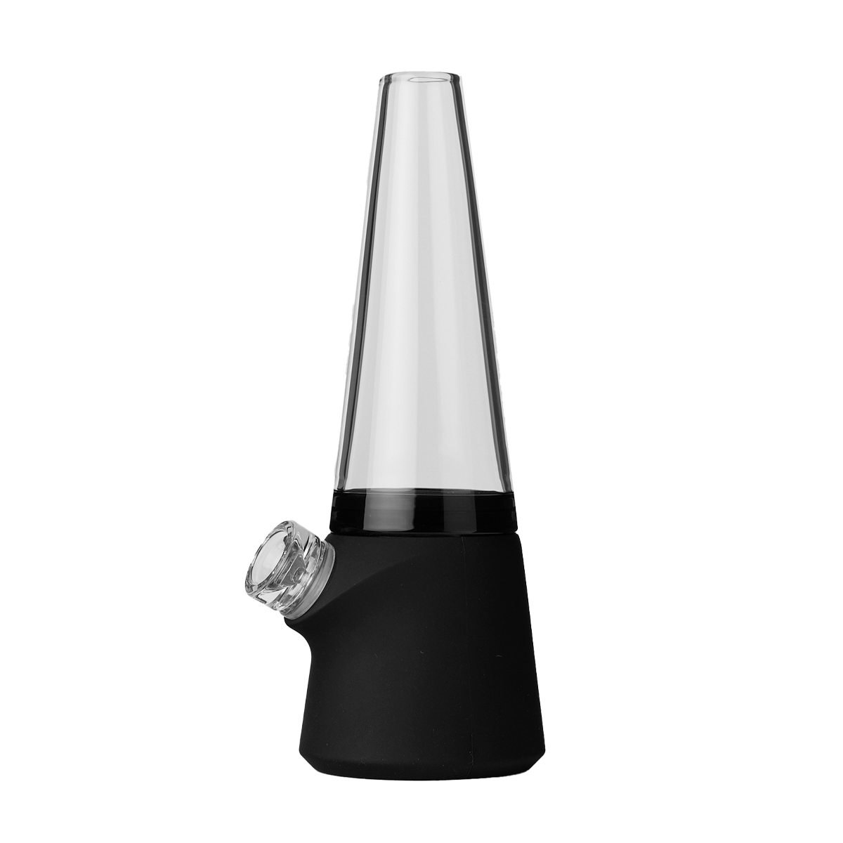 SOFTGLASS Modular Totem Bong, black silicone base, clear top, includes carrying case, front view