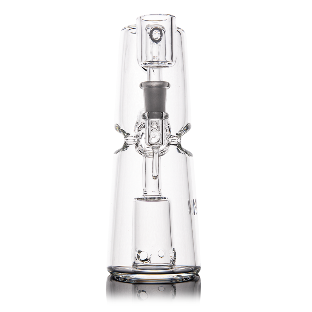 MJ Arsenal Turret Mini Dab Rig with Quartz Bucket - Compact Clear Glass