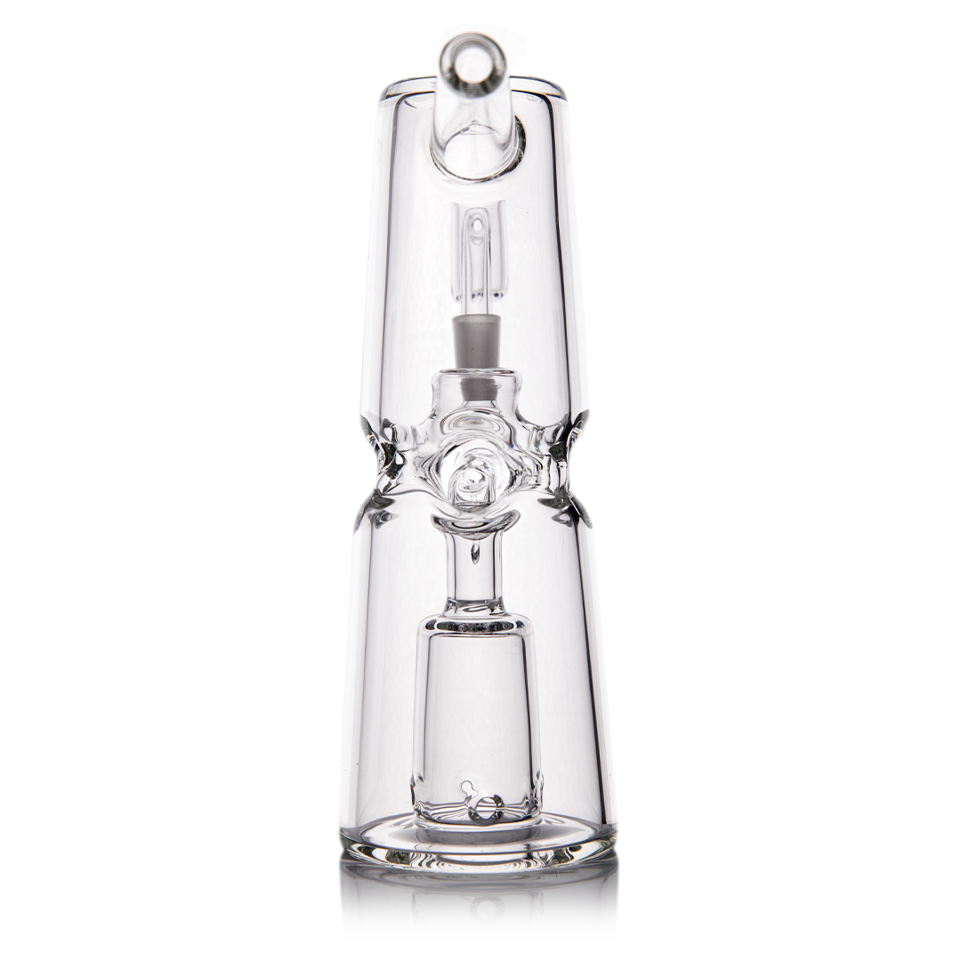 MJ Arsenal Turret Mini Dab Rig with Quartz Bucket - Front View on White Background