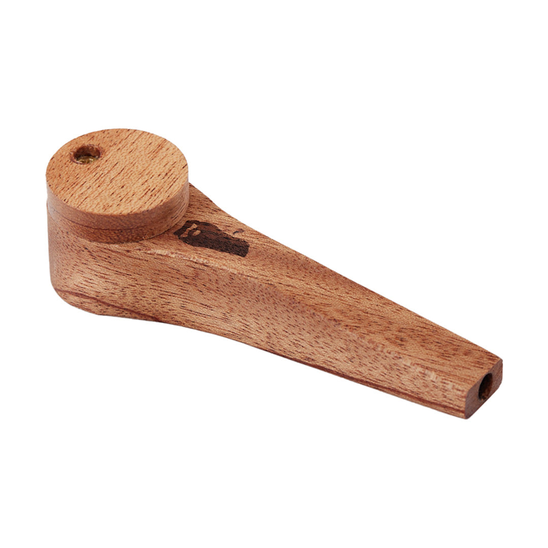 Bearded Distribution Exotic Wooden Hand Pipe 4" with Lid, Brass Screen, Top View