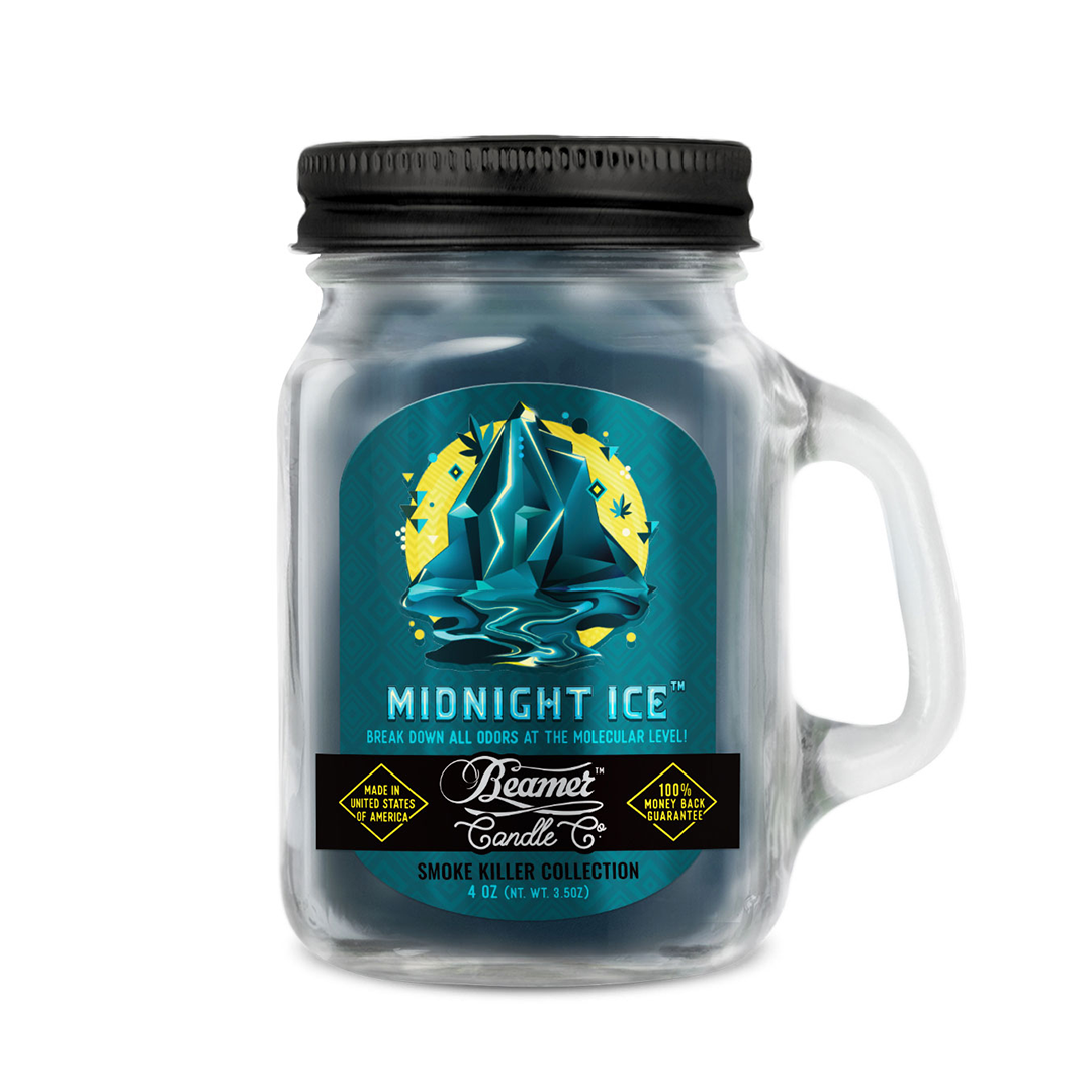 Beamer Candle Co. Mini 4oz Candle in Midnight Ice scent, front view on white background